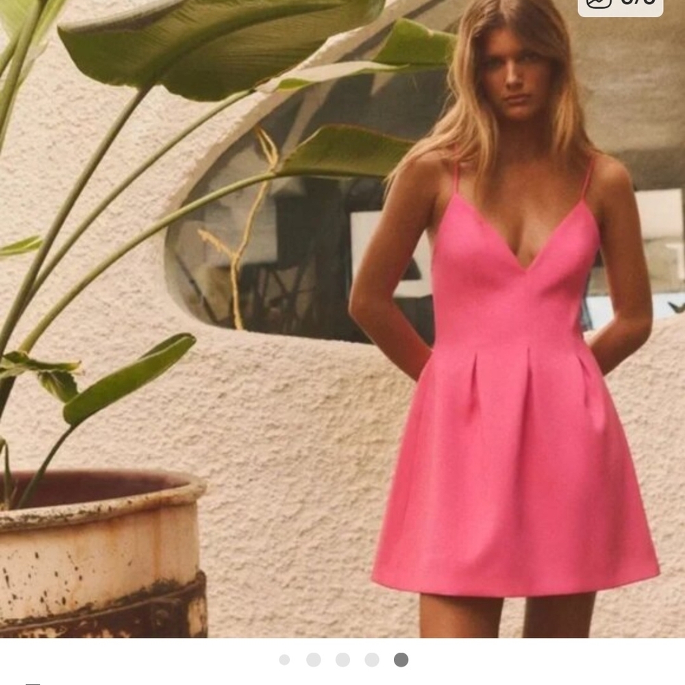 Zara Hot Pink V-Neck Spaghetti Strap Mini Dress